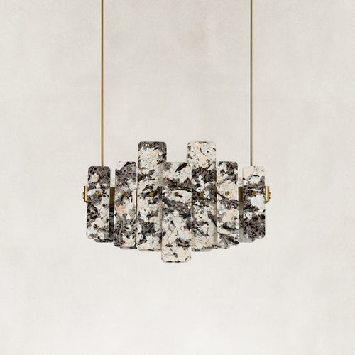 Snow Mountain White Marble Sculptural Linear Chandelier 27.5