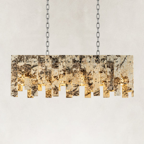Snow Mountain White Marble Staggered Linear Chandelier 36.2"W