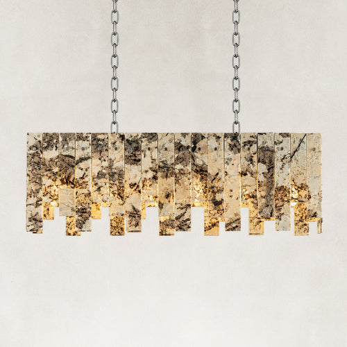 Snow Mountain White Marble Staggered Linear Chandelier 36.2