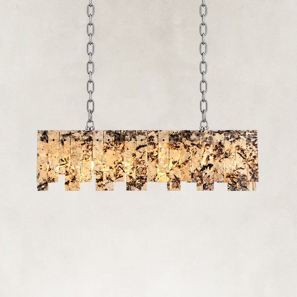 Snow Mountain White Marble Staggered Linear Chandelier 40.3"W