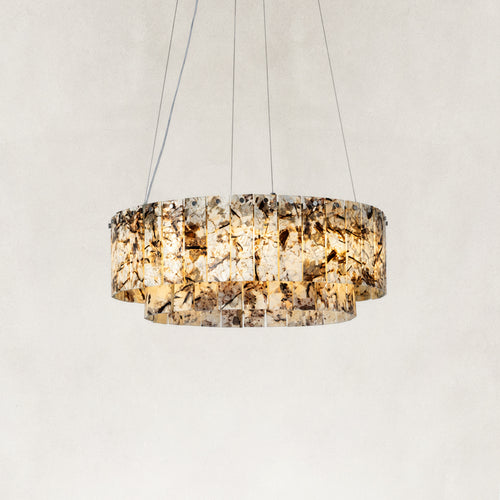 Snow Mountain White Marble Two-tier Round Chandelier 31.4