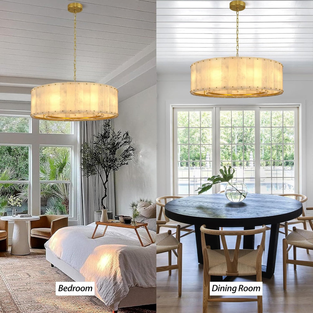 Solara Alabaster Round Chandelier 32"D