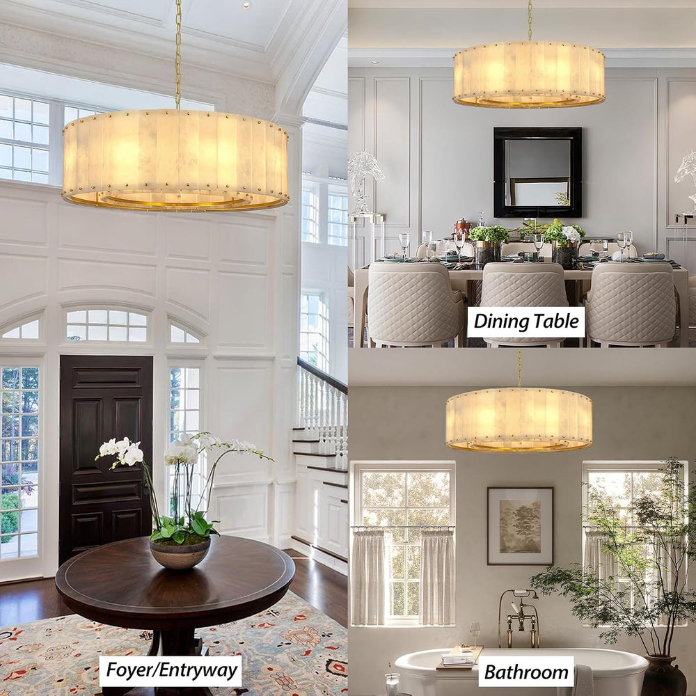Solara Alabaster Round Chandelier 32"D