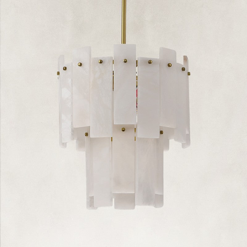 Solara Alabaster 2-Tier Round Pendant 13"D
