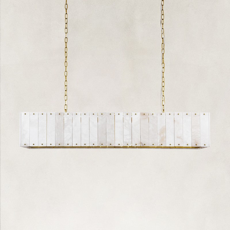 Solara Alabaster Rectangular Chandelier 55"W