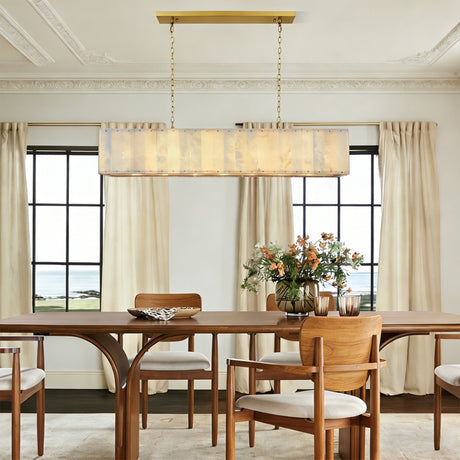 Solara Alabaster Rectangular Chandelier 55"W