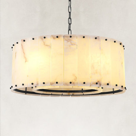 Solara Alabaster Round Chandelier 24"