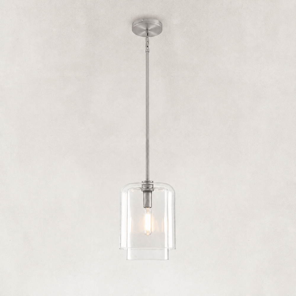 Solene Layered Clear Glass Pendant 11"H
