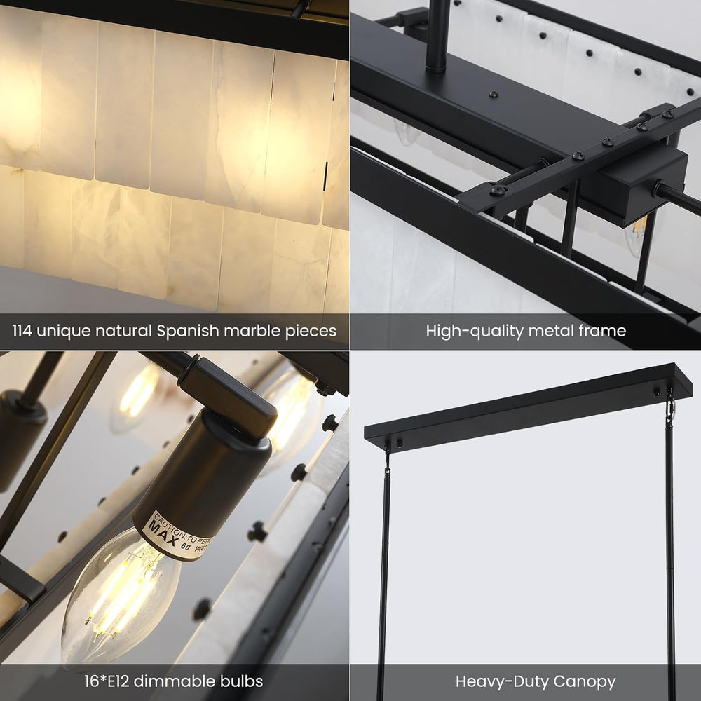 Solenne Alabaster Rectangular Chandelier 55"W