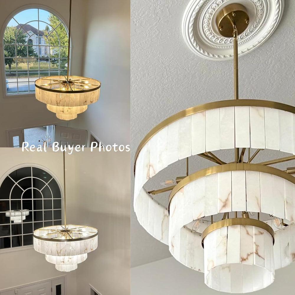 Solenne Alabaster Round Chandelier 34"D
