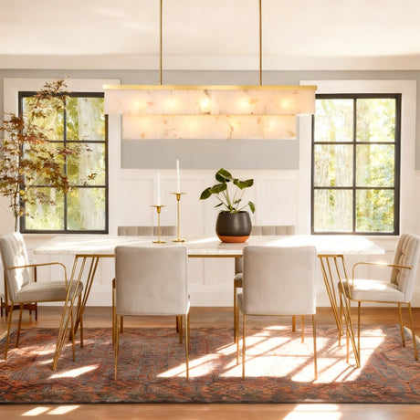 Solenne Alabaster Rectangular Chandelier 55"W