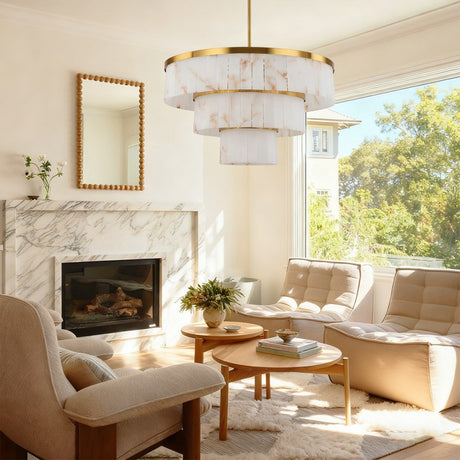 Solenne Alabaster Round Chandelier 34"D