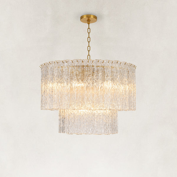Solira Textured Glass 2-Tiered Round Chandelier 36"D