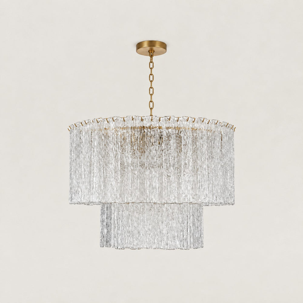 Solira Textured Glass 2-Tiered Round Chandelier 36"D