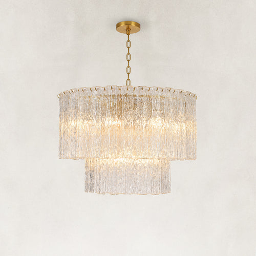 Solira Textured Glass 2-Tiered Round Chandelier 36