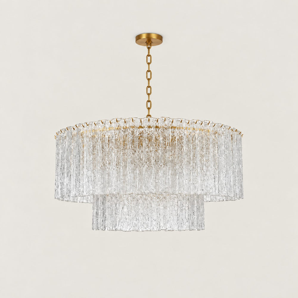 Solira Textured Glass 2-Tiered Round Chandelier 48"D