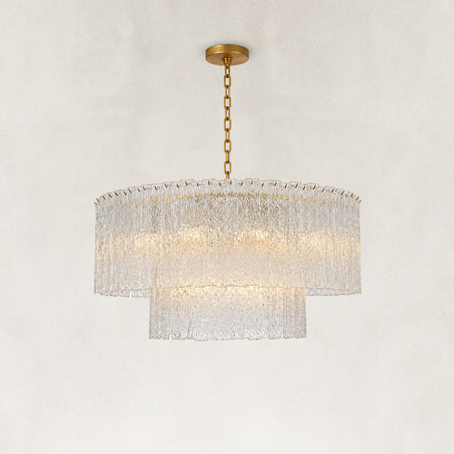 Solira Textured Glass 2-Tiered Round Chandelier 48