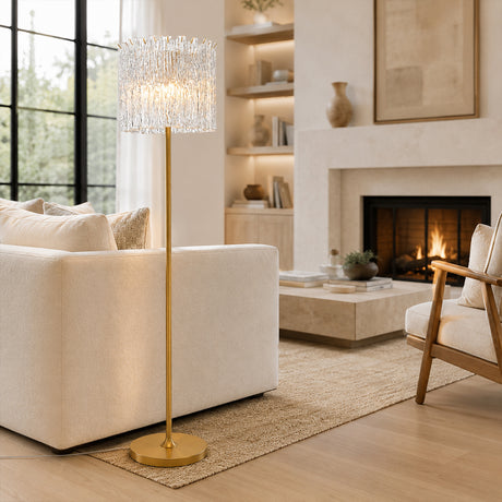 Solira Textured Glass Cylinder Floor Lamp 64"H