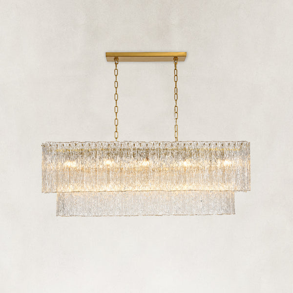 Solira Textured Glass Rectangular Chandelier 54"W