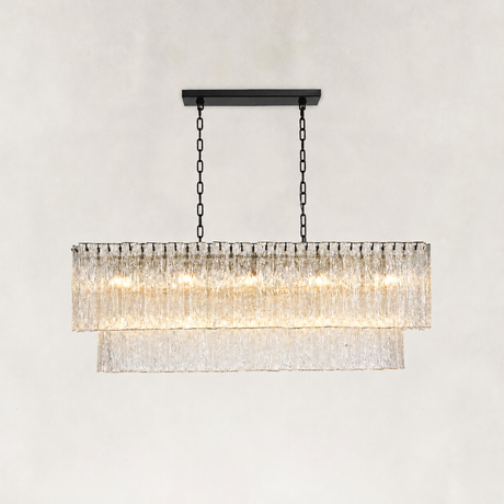 Solira Textured Glass Rectangular Chandelier 54"W