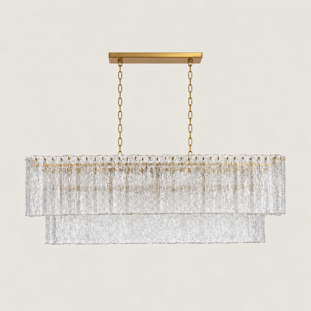 Solira Textured Glass Rectangular Chandelier 54"W