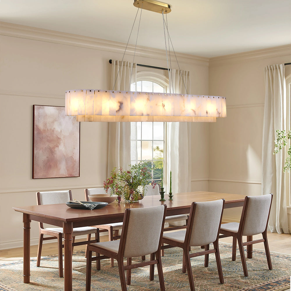 Solis Alabaster Oval Chandelier 54"W