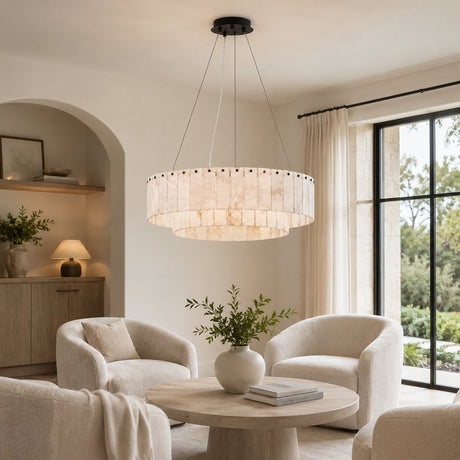 Solis Alabaster Round Chandelier 24"D