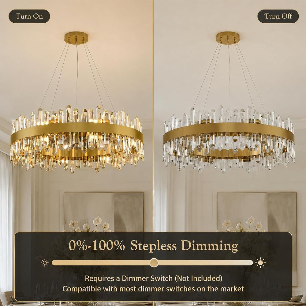 Stello Crystal Strip Round Chandelier 32"D