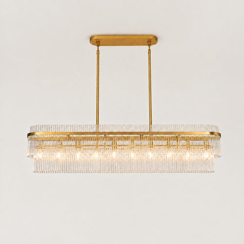 Syloria Glass 2-Tiered Linear Chandelier 54