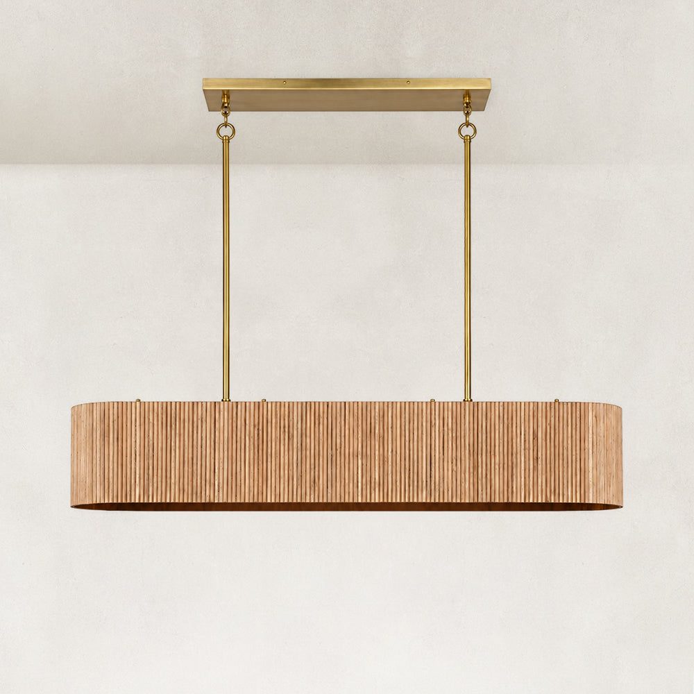 Tavo Oak Wood Liner Chandelier 54"W