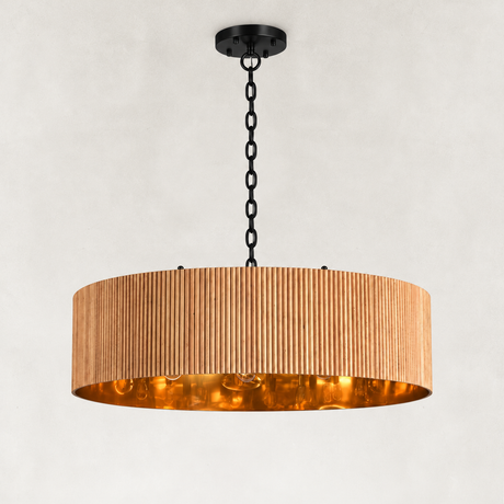 Tavo Oak Wood Round Chandelier 36"W