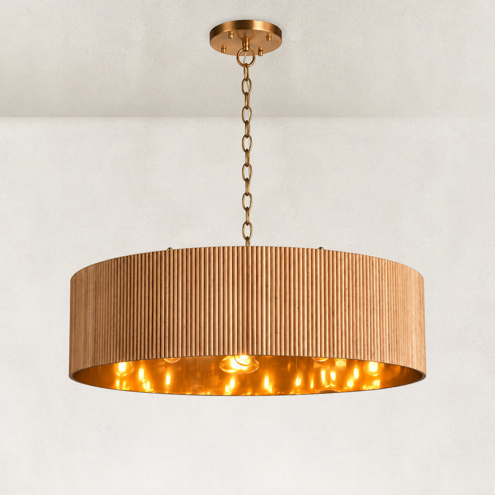 Tavo Oak Wood Round Chandelier 36"W