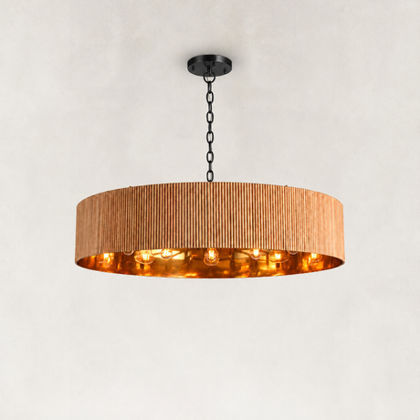 Tavo Oak Wood Round Chandelier 48"W