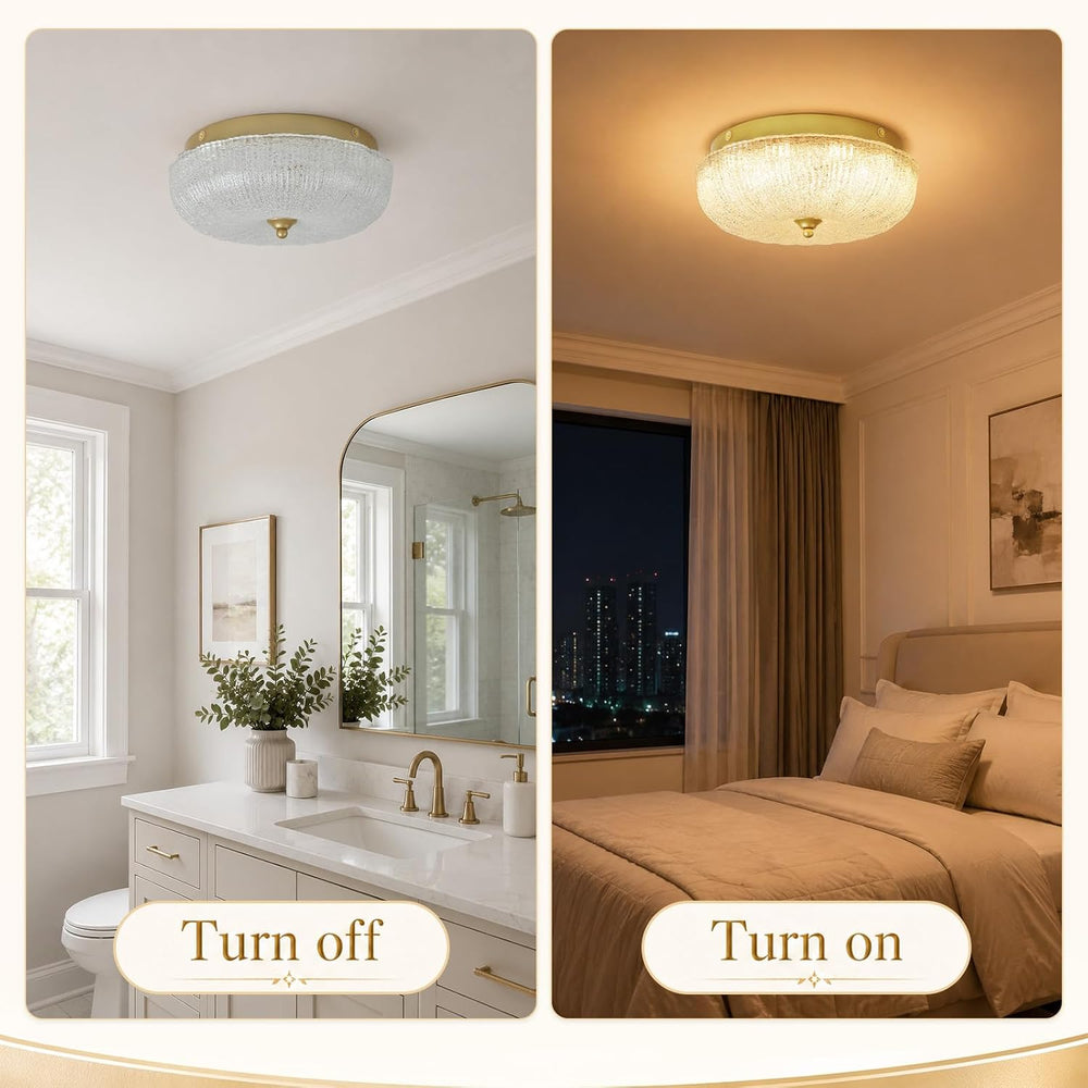 Tina Pumpkin Crystal Glass Flushmount 11.8"D