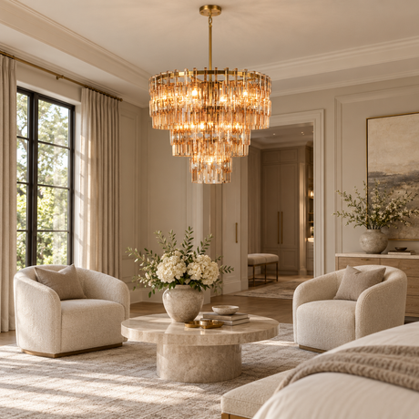 Vaeo Crystal Tiered Round Chandelier 32"W