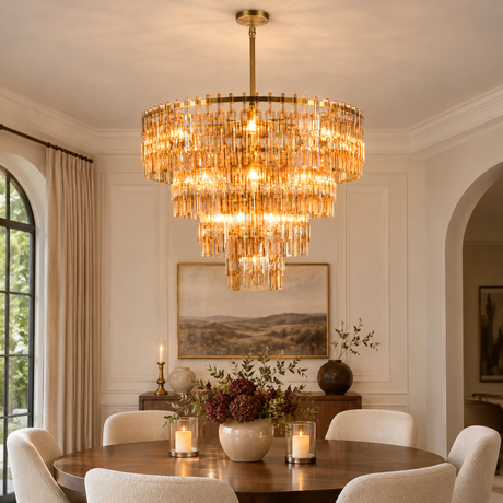 Vaeo Crystal Tiered Round Chandelier 46"W