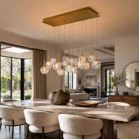 Veloria Crackled Glass Cluster Rectangular Chandelier 43W
