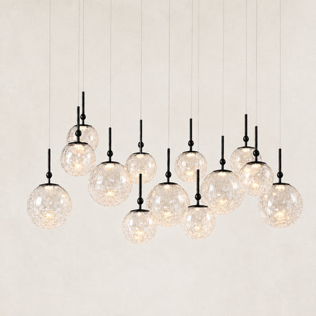 Veloria Crackled Glass Cluster Rectangular Chandelier 43W