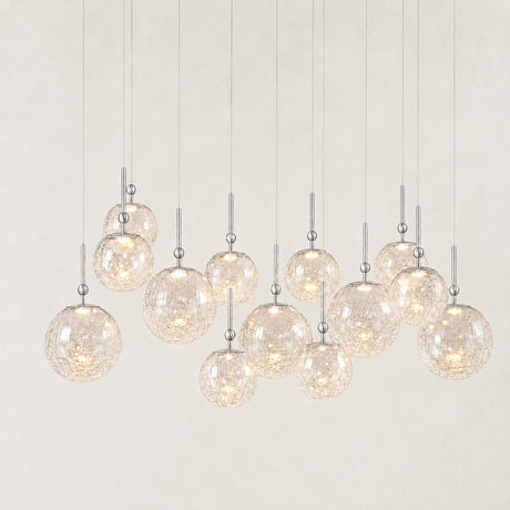 Veloria Crackled Glass Cluster Rectangular Chandelier 43W