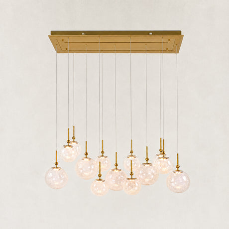 Veloria Crackled Glass Cluster Rectangular Chandelier 43W