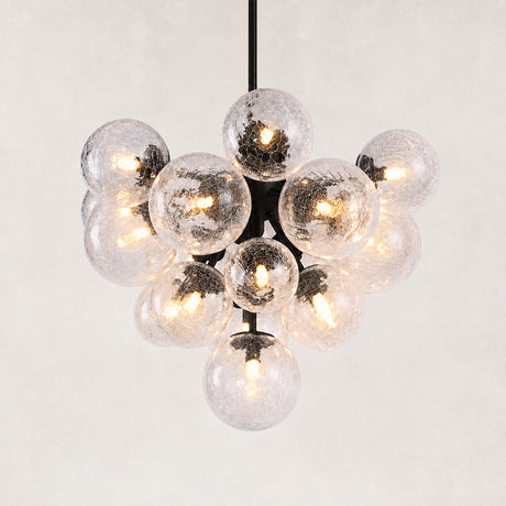 Veloria Crackled Glass Cluster Round Chandelier 24"D