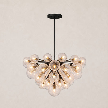 Veloria Crackled Glass Cluster Round Chandelier 35"D