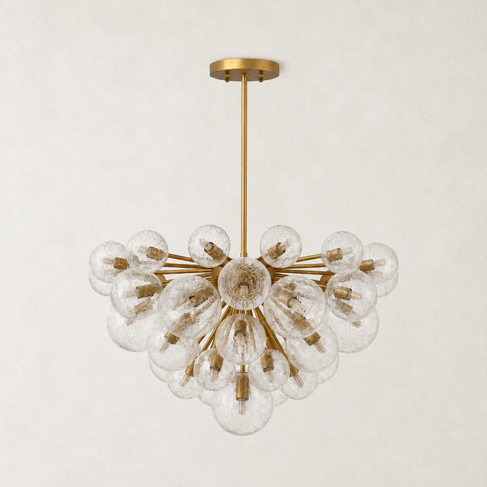 Veloria Crackled Glass Cluster Round Chandelier 35"D