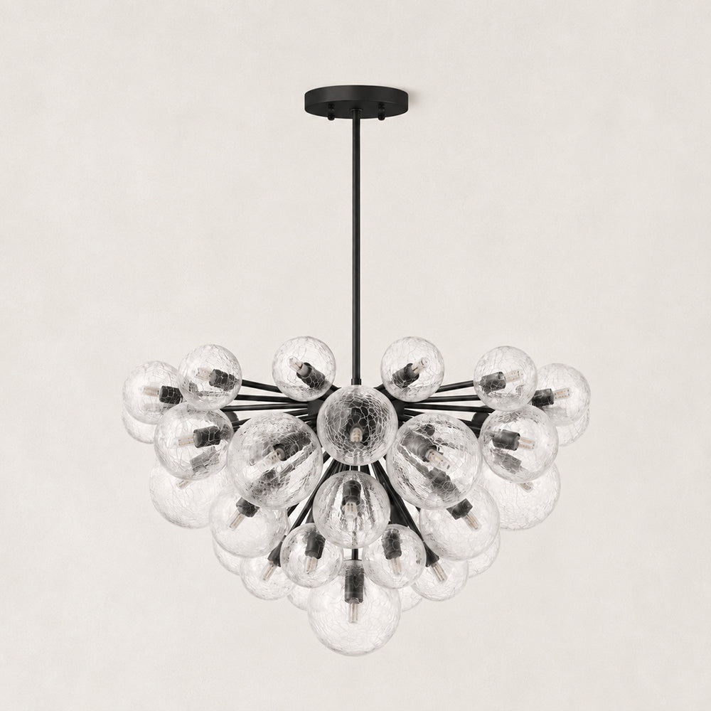 Veloria Crackled Glass Cluster Round Chandelier 35"D