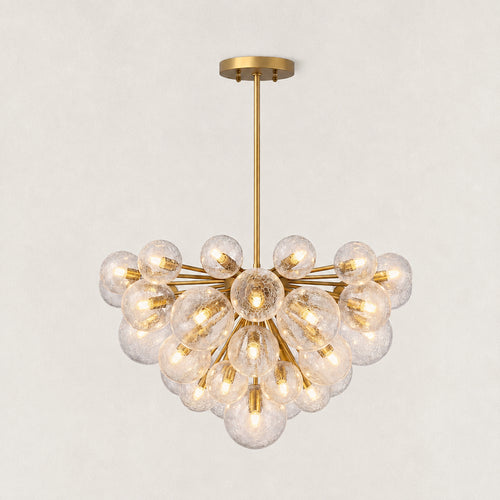 Veloria Crackled Glass Cluster Round Chandelier 35
