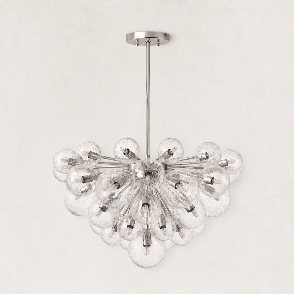 Veloria Crackled Glass Cluster Round Chandelier 35"D