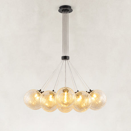 Veloria Crackled Glass Globe Chandelier 36"W