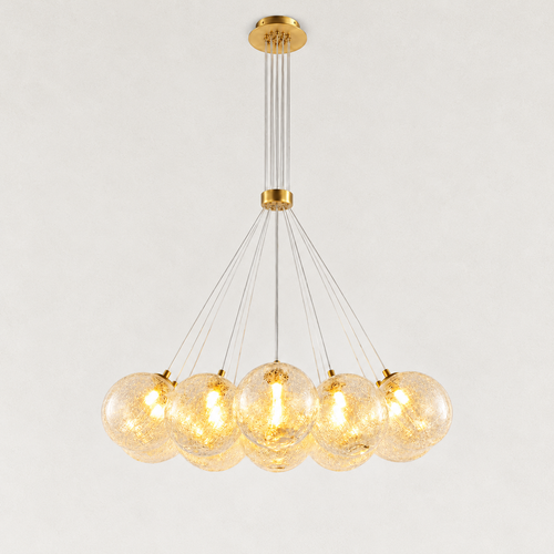 Veloria Crackled Glass Globe Chandelier 36