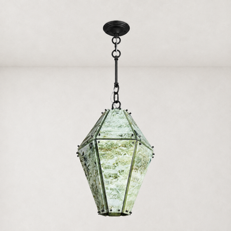 Verdelle Emerald Green Marble Lantern Pendant 18"H
