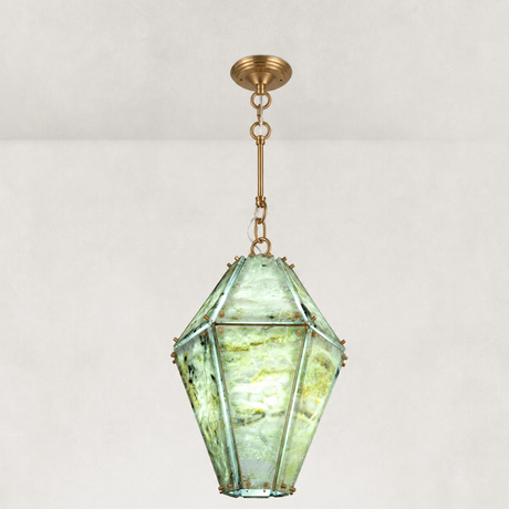 Verdelle Emerald Green Marble Lantern Pendant 18"H